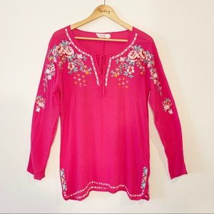 SALE✏️Peach Love California Pink Embroidered Shirt